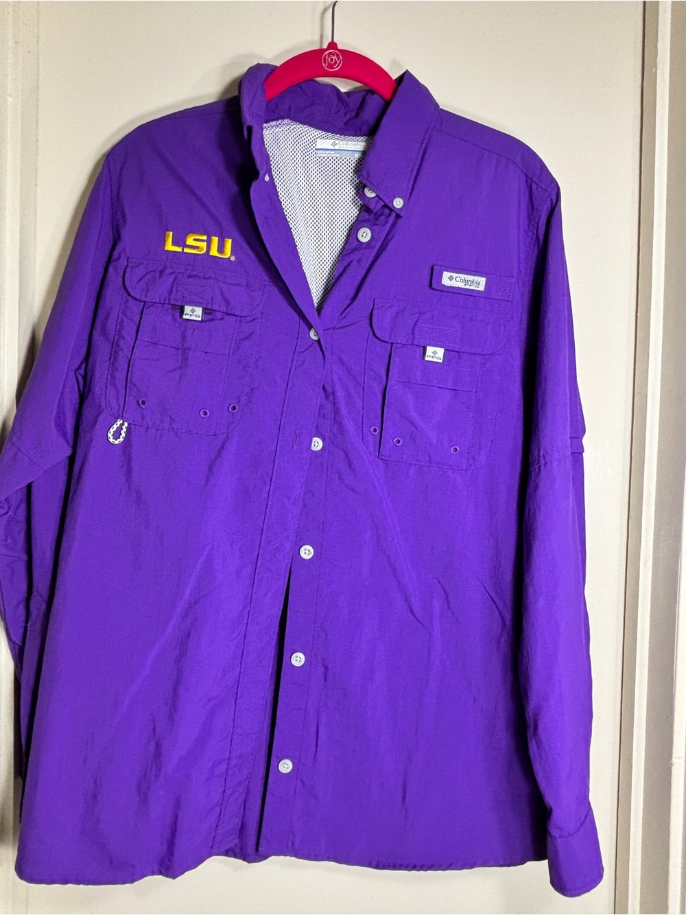 Women’s Columbia Purple LSU Button-Up Lightweight Fishing Shirt PFG